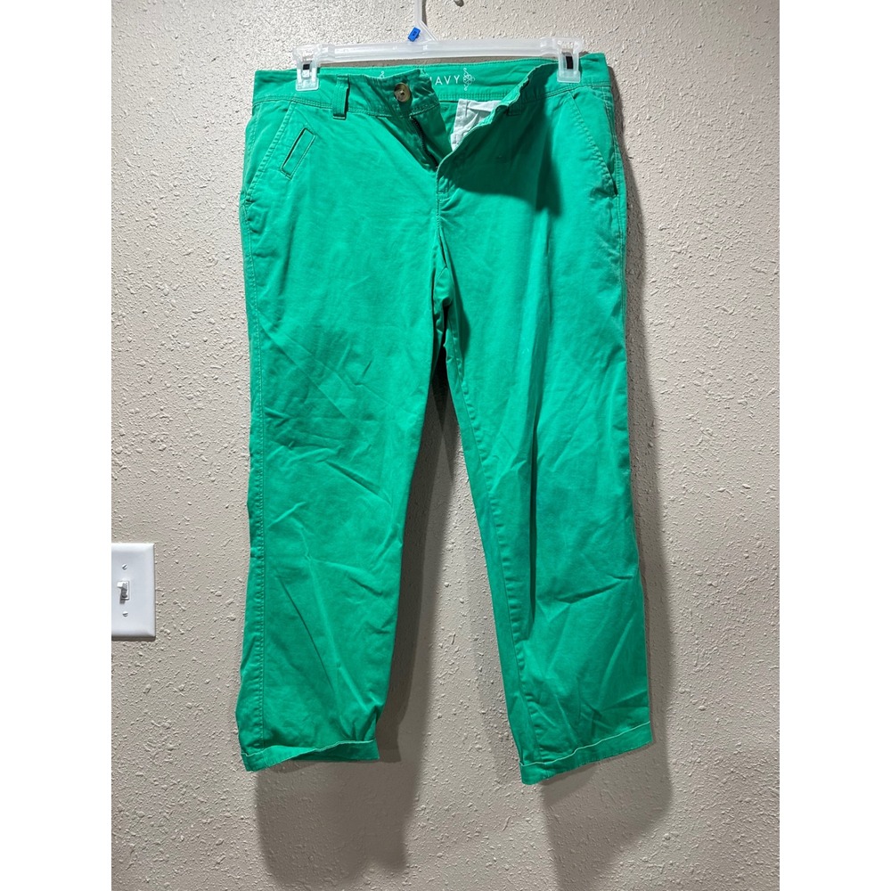 Old Navy Pixie Chino Pants Womens 10 Green Mid Rise Cropped Stretch Trousers
